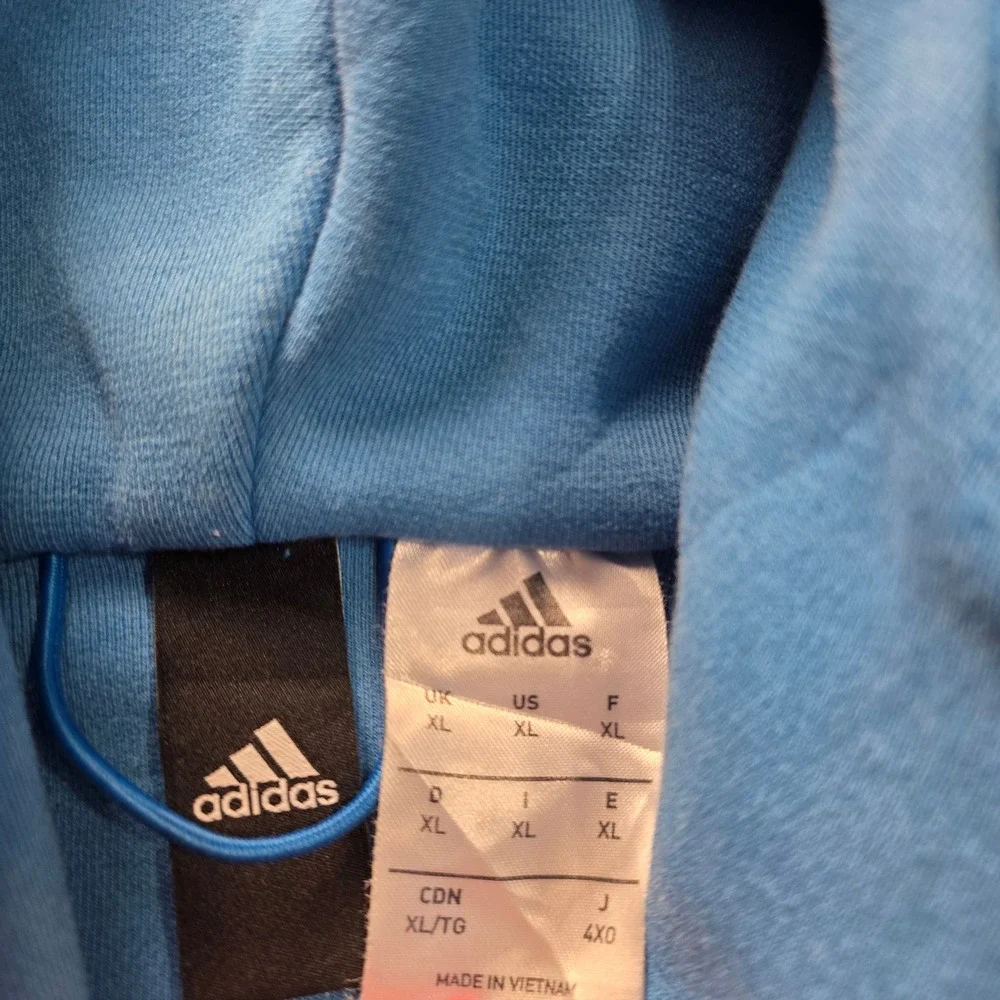Adidas Hoodie‎ Mens XL Light Blue Full Zip Athletic Sweatshirt Jacket Thumbhole